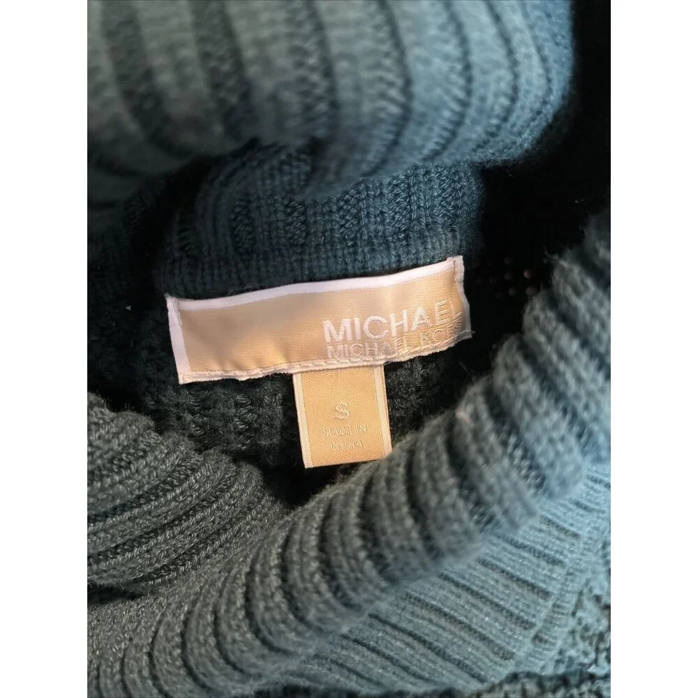 Michael Kors Green Turtleneck Sweater Pockets‎ Cotton Women’s Size S